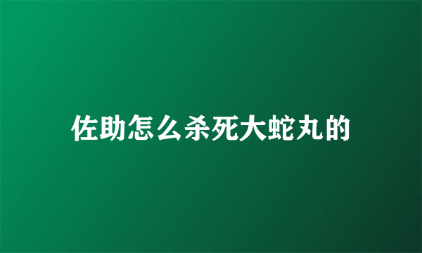 佐助怎么杀死大蛇丸的