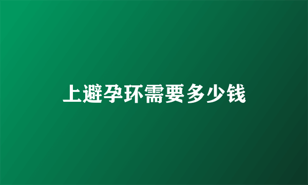 上避孕环需要多少钱