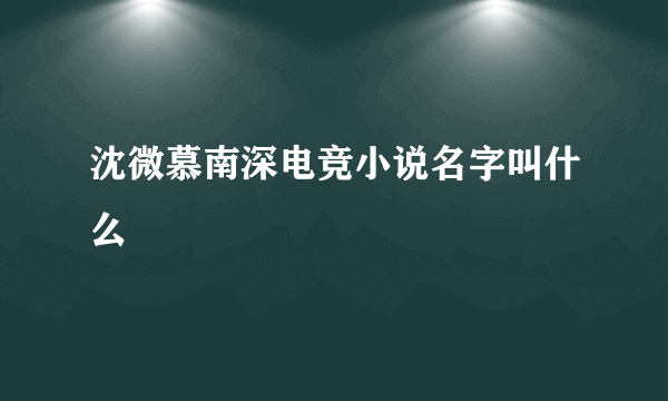 沈微慕南深电竞小说名字叫什么