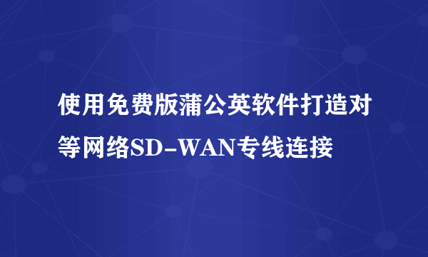 使用免费版蒲公英软件打造对等网络SD-WAN专线连接