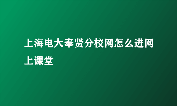 上海电大奉贤分校网怎么进网上课堂