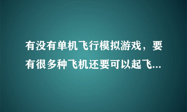 有没有单机飞行模拟游戏，要有很多种飞机还要可以起飞降落的，逼真一点的