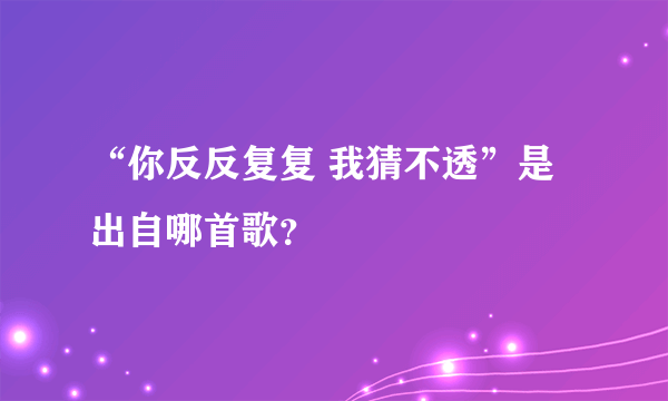 “你反反复复 我猜不透”是出自哪首歌？