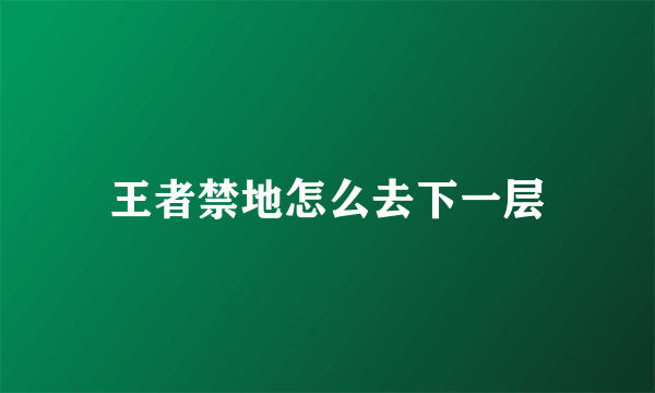 王者禁地怎么去下一层