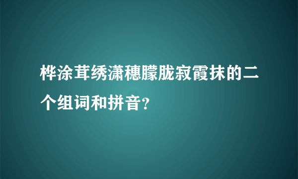 桦涂茸绣潇穗朦胧寂霞抹的二个组词和拼音？