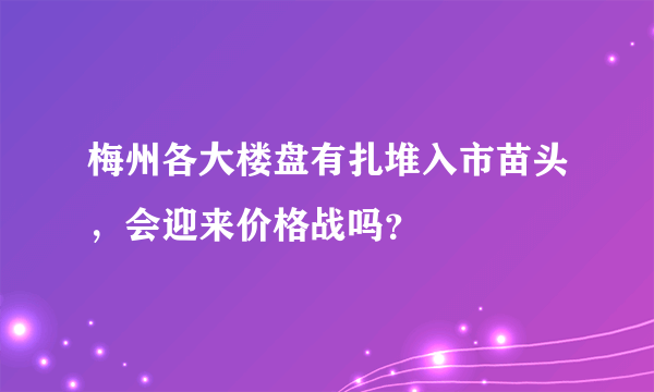 梅州各大楼盘有扎堆入市苗头，会迎来价格战吗？