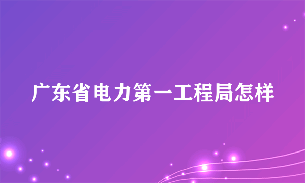 广东省电力第一工程局怎样