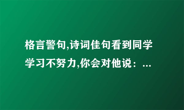 格言警句,诗词佳句看到同学学习不努力,你会对他说：“----------------”经过努力取得优异成绩时,你会对自己说：“----------------”从书本上得到的知识毕竟比较肤浅,要透彻地认识事物还必须亲自实践,正如陆游在«冬夜读书示子聿»一诗中所说：“-------,--------”我国古代有句名言：“----------------,----------------.”就是说坏事