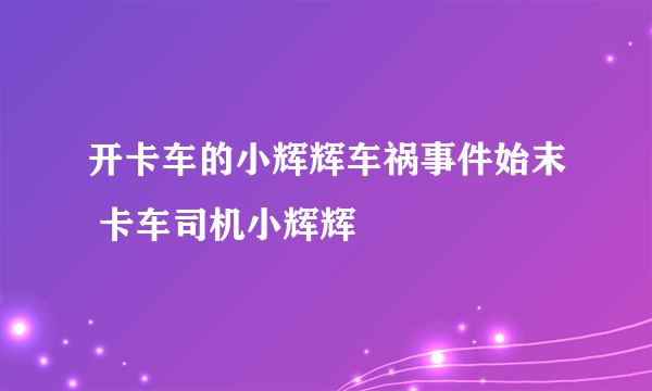 开卡车的小辉辉车祸事件始末 卡车司机小辉辉