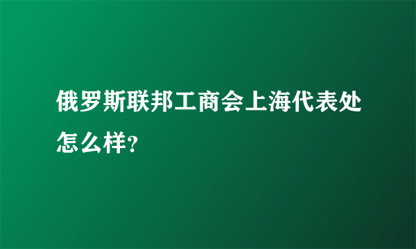 俄罗斯联邦工商会上海代表处怎么样？