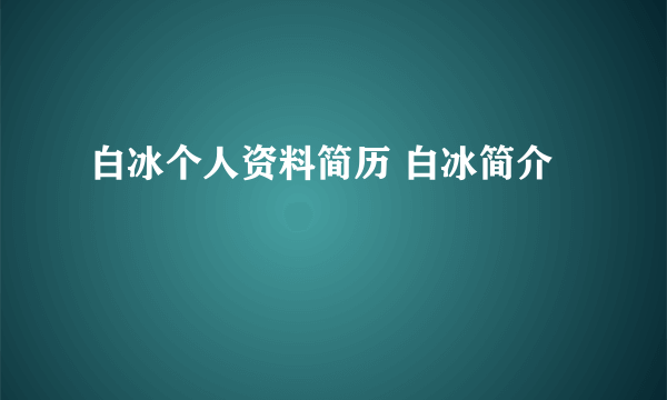 白冰个人资料简历 白冰简介