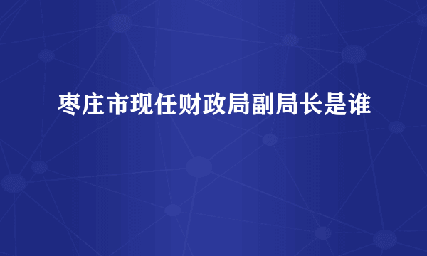 枣庄市现任财政局副局长是谁