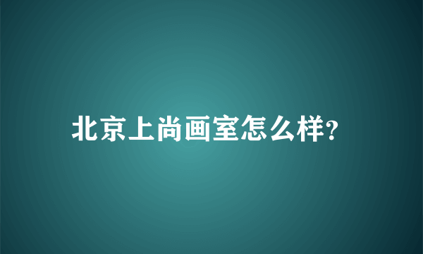 北京上尚画室怎么样？