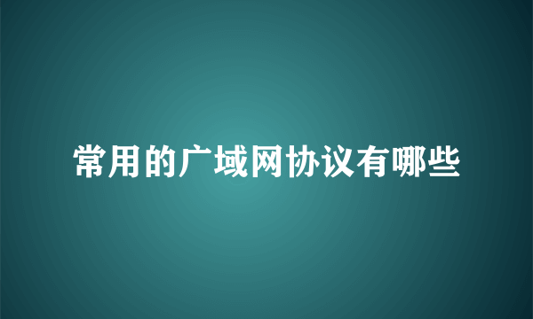 常用的广域网协议有哪些