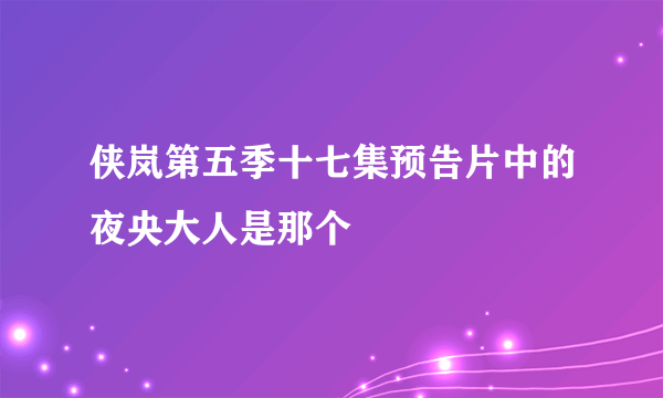 侠岚第五季十七集预告片中的夜央大人是那个