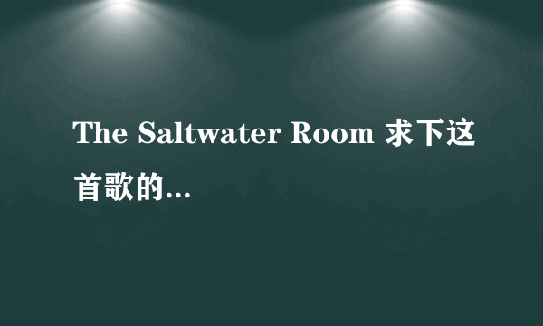 The Saltwater Room 求下这首歌的中文解释呗