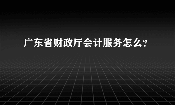 广东省财政厅会计服务怎么？