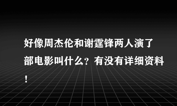 好像周杰伦和谢霆锋两人演了部电影叫什么？有没有详细资料！