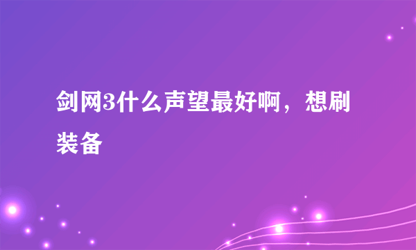 剑网3什么声望最好啊，想刷装备