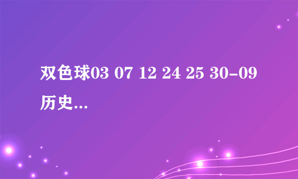 双色球03 07 12 24 25 30-09历史中奖号开过吗