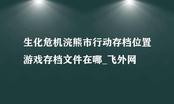 生化危机浣熊市行动存档位置游戏存档文件在哪_飞外网