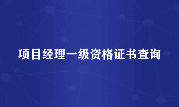 项目经理一级资格证书查询