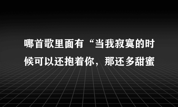 哪首歌里面有“当我寂寞的时候可以还抱着你，那还多甜蜜