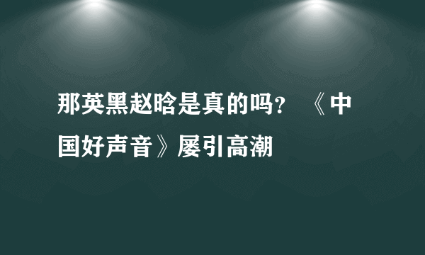 那英黑赵晗是真的吗？ 《中国好声音》屡引高潮