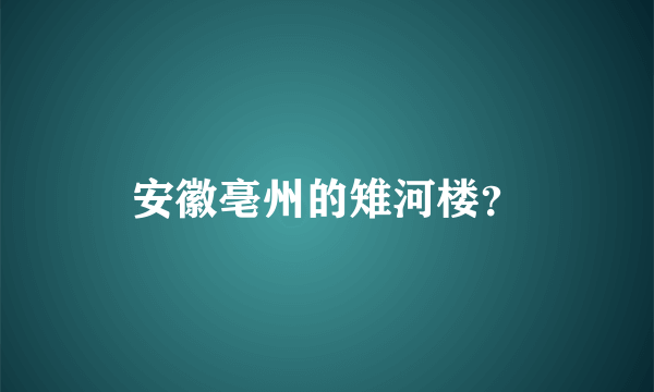 安徽亳州的雉河楼？