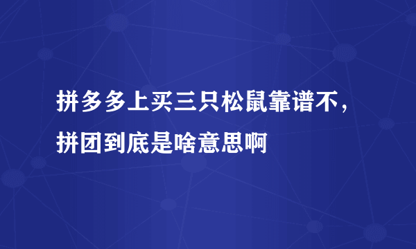 拼多多上买三只松鼠靠谱不，拼团到底是啥意思啊