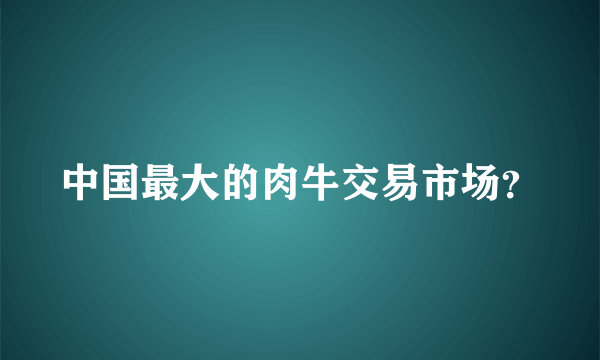 中国最大的肉牛交易市场？