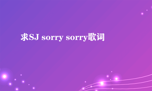 求SJ sorry sorry歌词