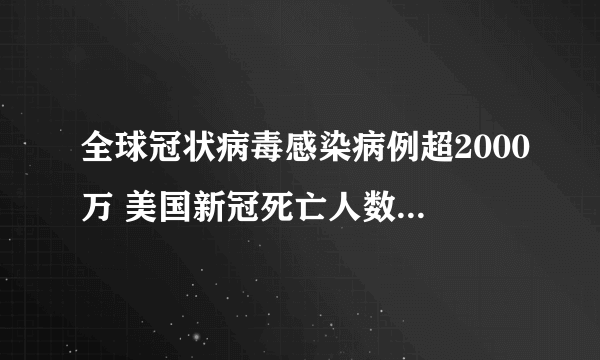 全球冠状病毒感染病例超2000万 美国新冠死亡人数位列第一