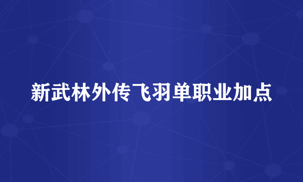 新武林外传飞羽单职业加点