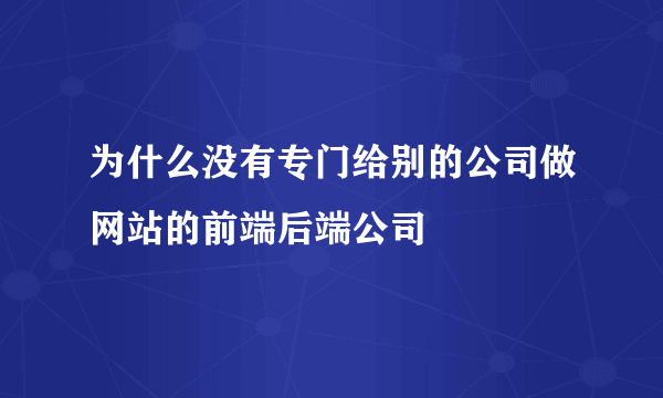 为什么没有专门给别的公司做网站的前端后端公司