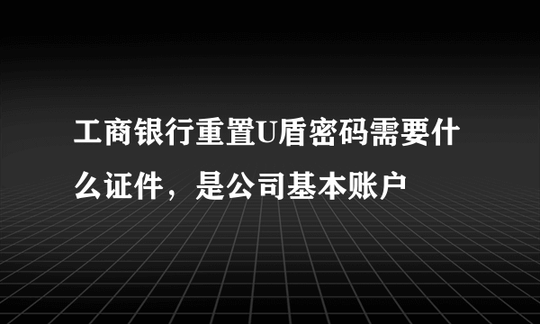 工商银行重置U盾密码需要什么证件，是公司基本账户