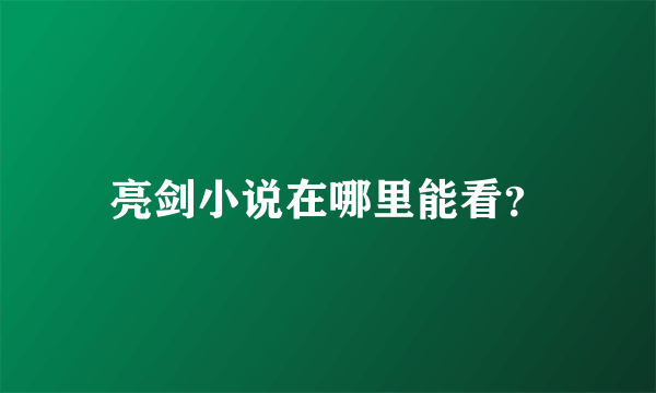 亮剑小说在哪里能看？