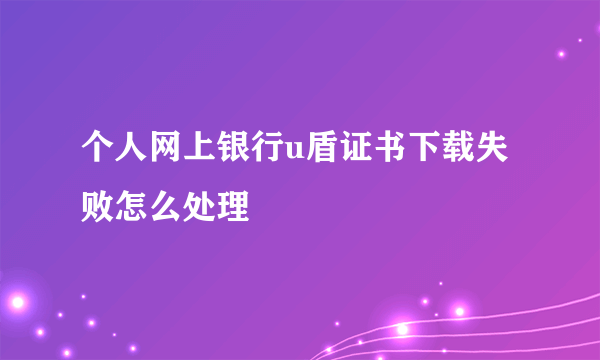 个人网上银行u盾证书下载失败怎么处理