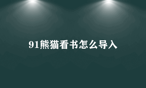 91熊猫看书怎么导入