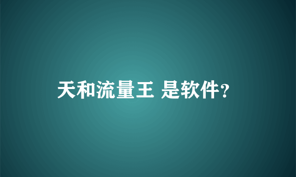 天和流量王 是软件？