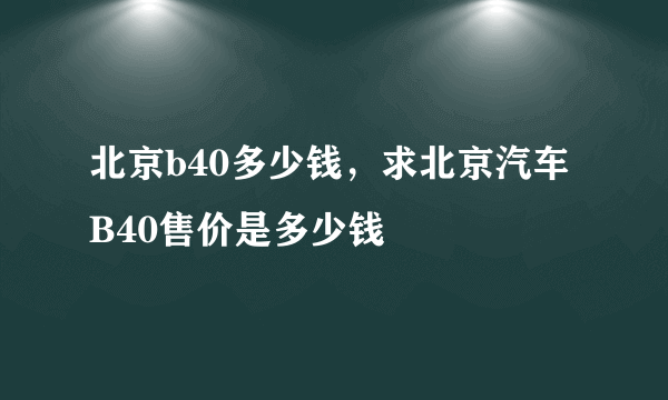 北京b40多少钱，求北京汽车B40售价是多少钱