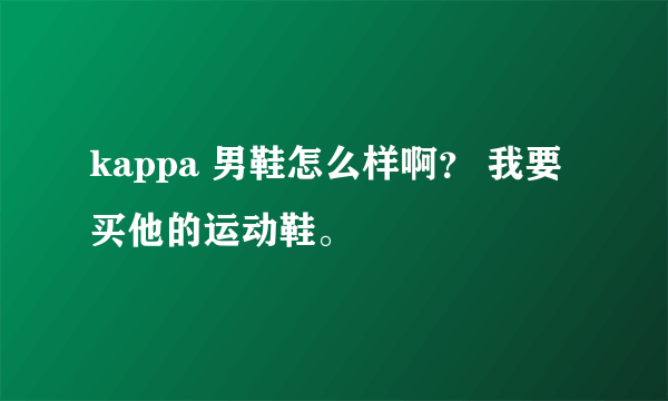 kappa 男鞋怎么样啊？ 我要买他的运动鞋。