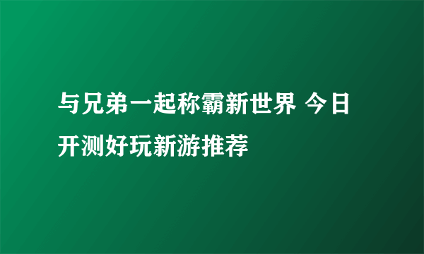 与兄弟一起称霸新世界 今日开测好玩新游推荐