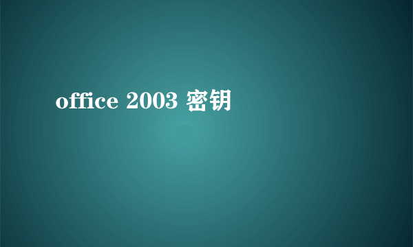 office 2003 密钥