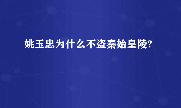 姚玉忠为什么不盗秦始皇陵?