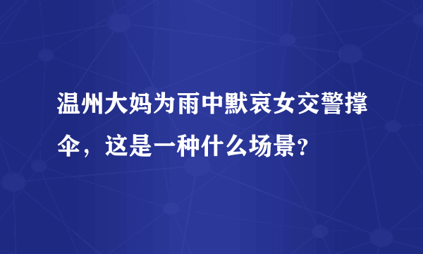 温州大妈为雨中默哀女交警撑伞，这是一种什么场景？