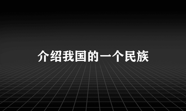 介绍我国的一个民族