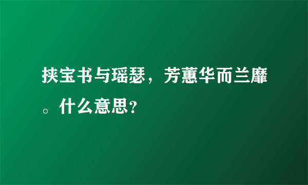 挟宝书与瑶瑟，芳蕙华而兰靡。什么意思？