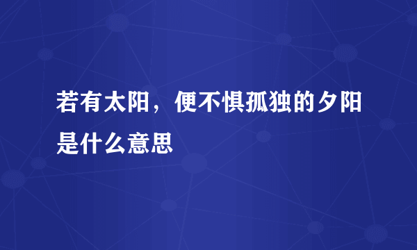 若有太阳，便不惧孤独的夕阳是什么意思