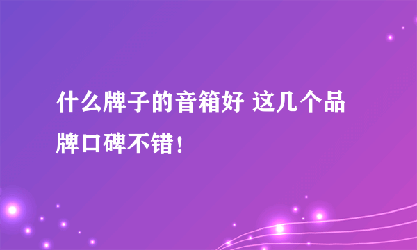 什么牌子的音箱好 这几个品牌口碑不错！